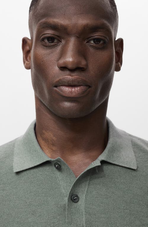 Mango Men's Micro-structured Cotton Polo Shirt In Green