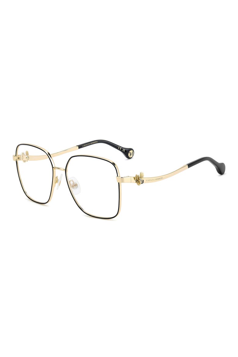56mm Square Reading Glasses, Alternate, color, GOLD BLACK