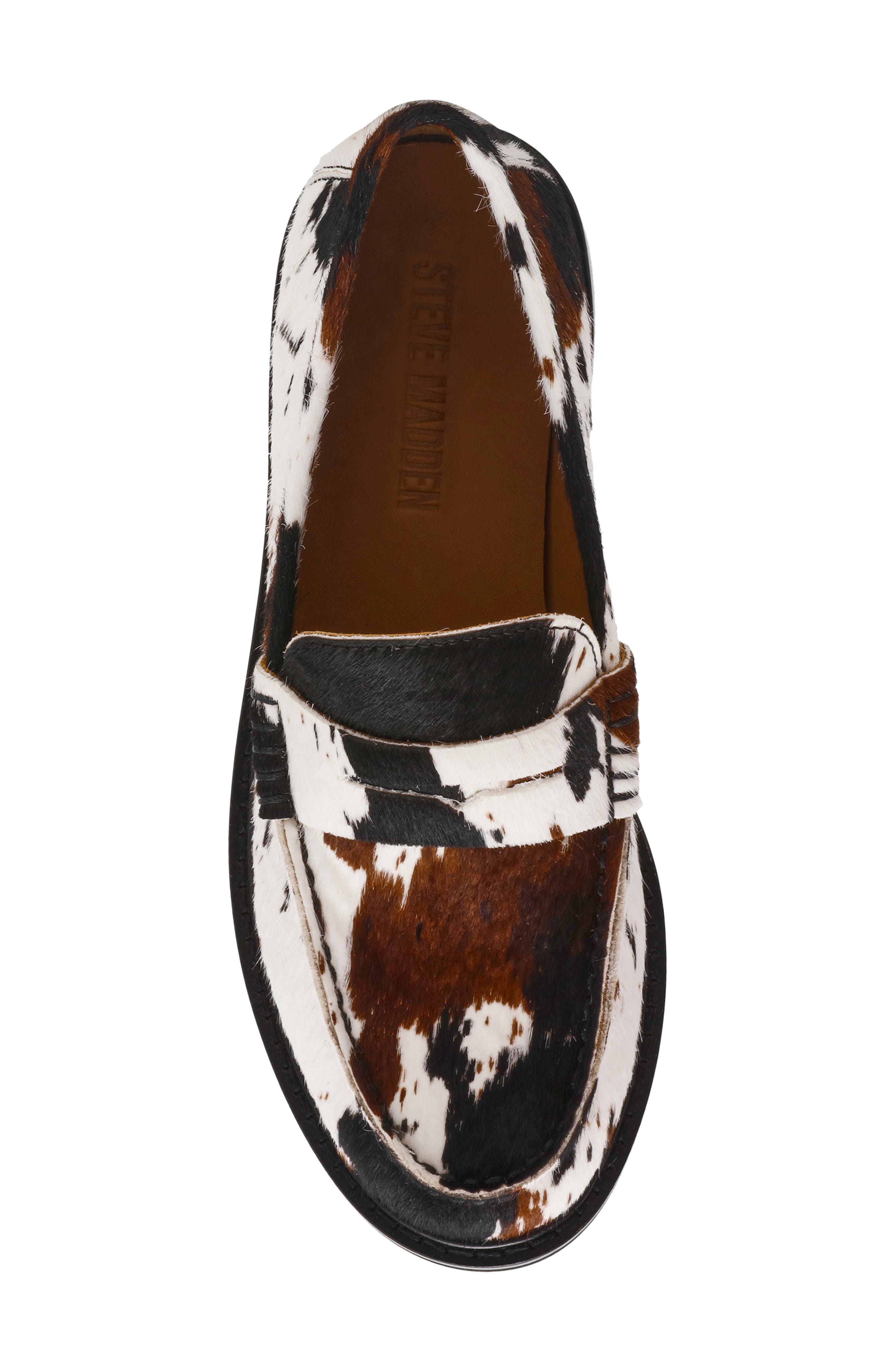 Steve Madden Madison Cow Print Genuine Calf Hair Loafer, Alternate, color, 