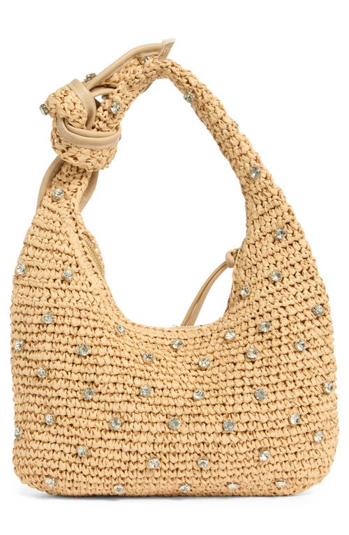 Urban Expressions Handbags Jessa Crystal Embellished Raffia Shoulder Bag In Brown