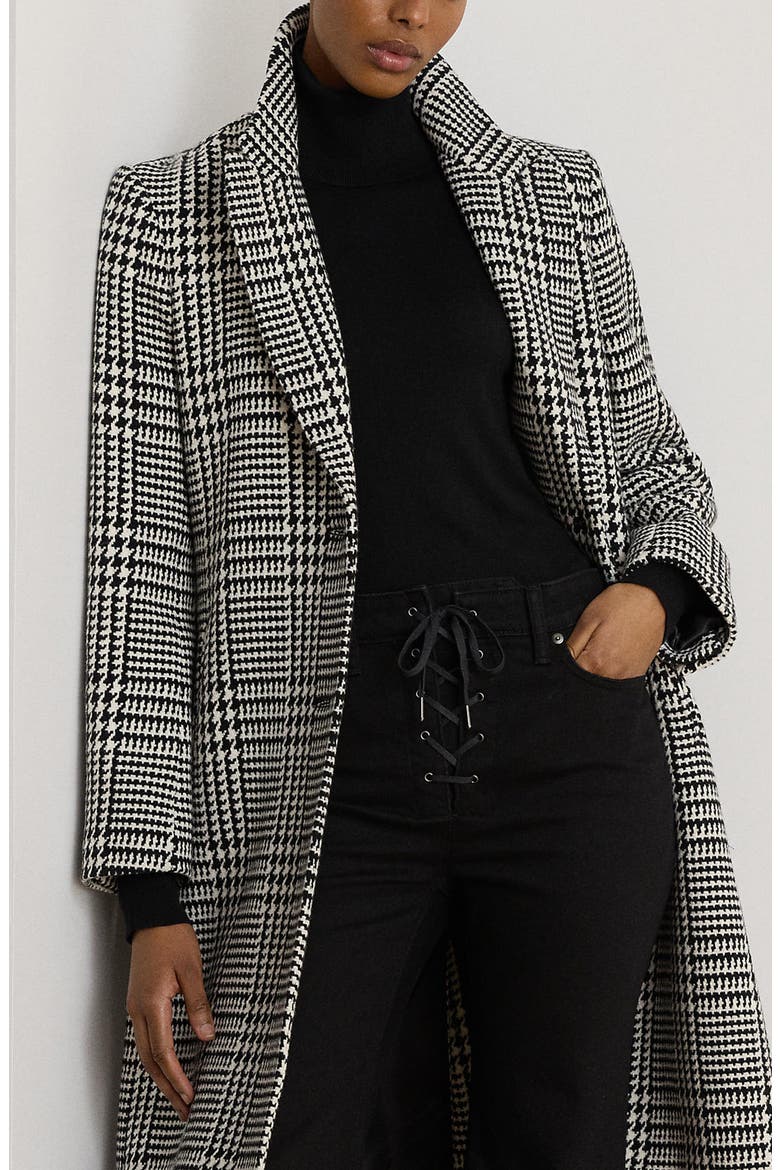 Glen Check Wool Blend Coat, Alternate, color, ENLARGED GLEN CHECK