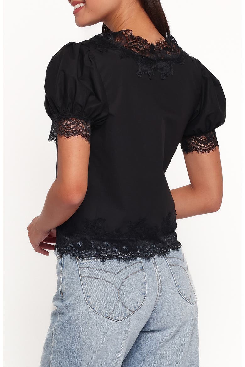 Bilson Lace Trim Cotton Top, Alternate, color, BLACK