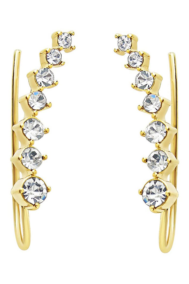 14K Gold Plated CZ Crawler Earrings, Main, color, GOLD