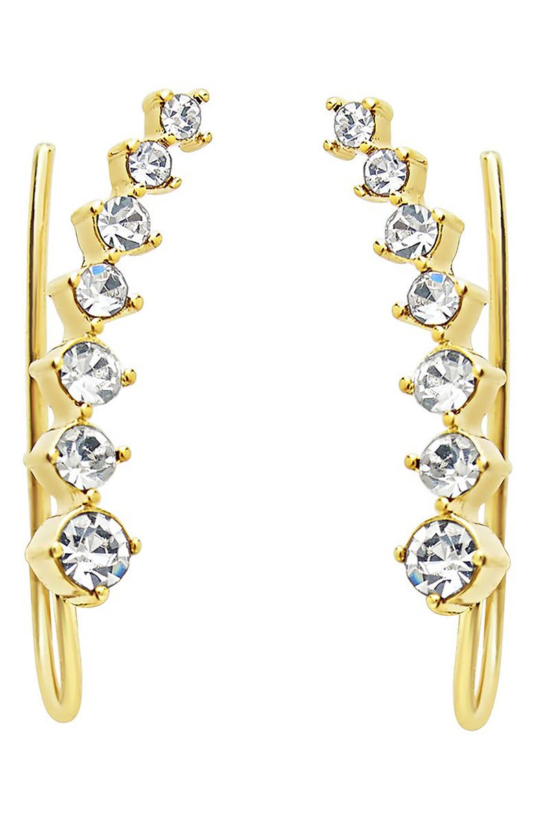 Sterling Forever 14K Gold Plated CZ Crawler Earrings, Main, color, Gold