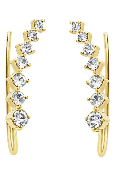 14K Gold Plated CZ Crawler Earrings