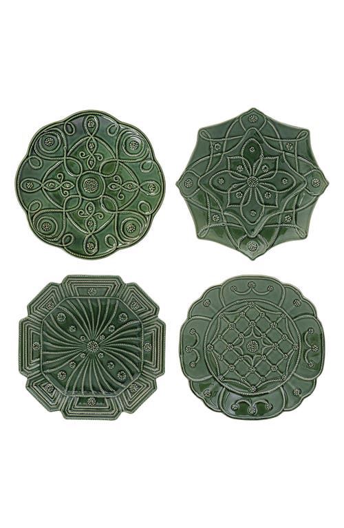 Juliska Veronica Beard Jardins Du Monde Assorted Green Party Plates, Set Of 4 In Basil