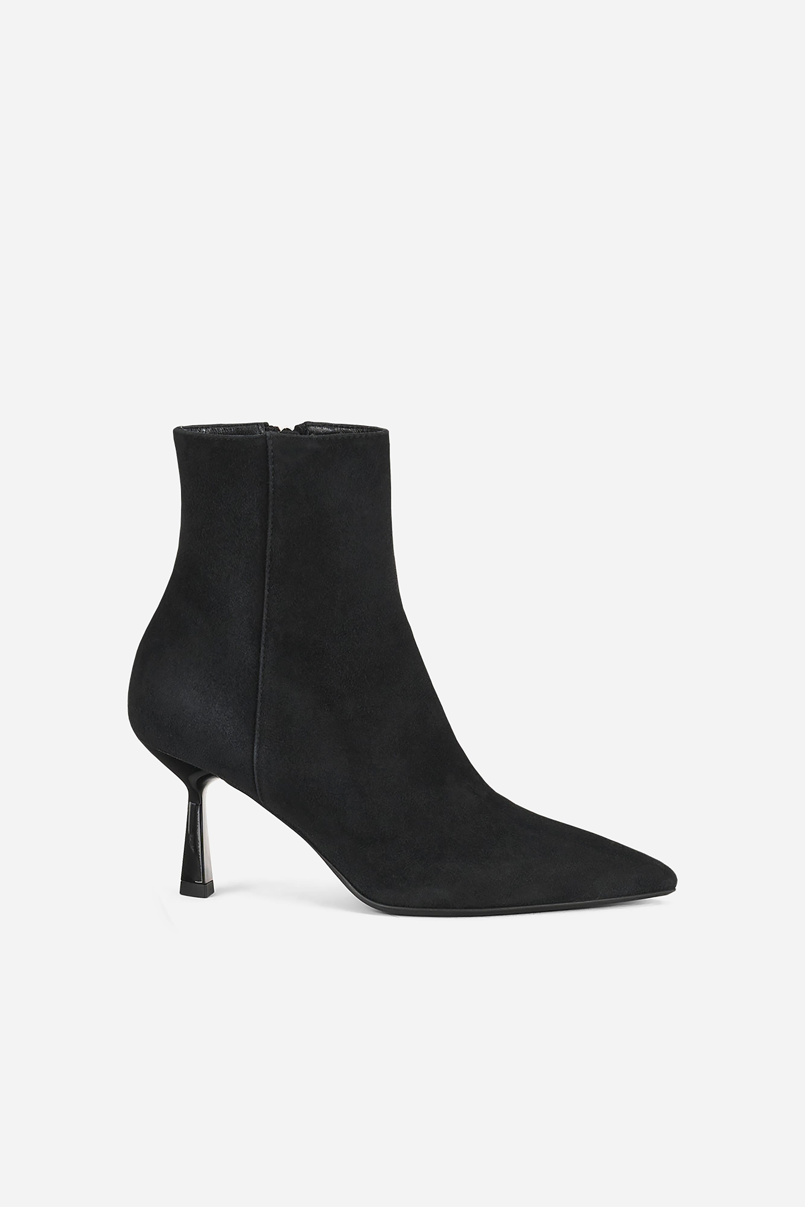 AGL Alla Bootie Heeled Ankle Boot in Velour, Main, color, Black