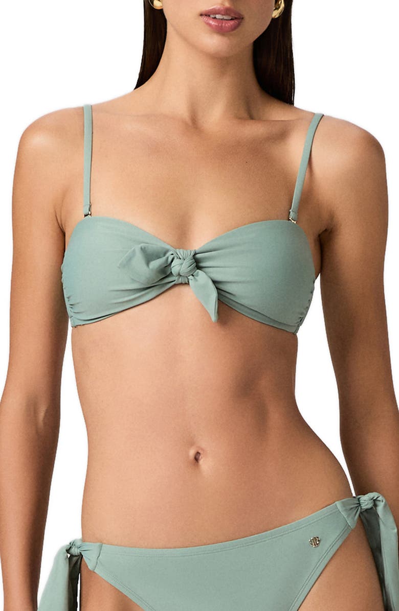 PAIGE Libby Tie Front Bandeau Bikini Top, Main, color, Surf