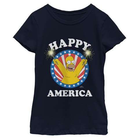 Girl's The Simpsons Happy and Festive Homer  Graphic T-Shirt