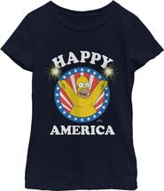 The Simpsons Girl's The Simpsons Happy and Festive Homer  Graphic T-Shirt