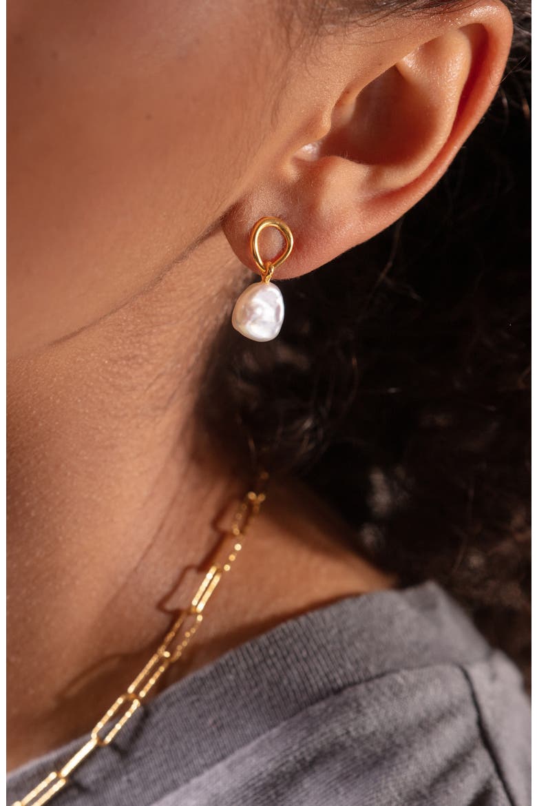Nura Freshwater Pearl Drop Frontal Hoop Earrings, Alternate, color, 18CT GOLD VERMEIL/ST SILVER
