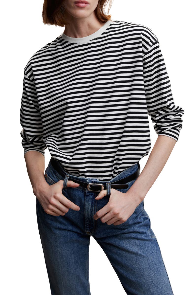 MANGO Stripe Long Sleeve Cotton T-Shirt, Main, color,