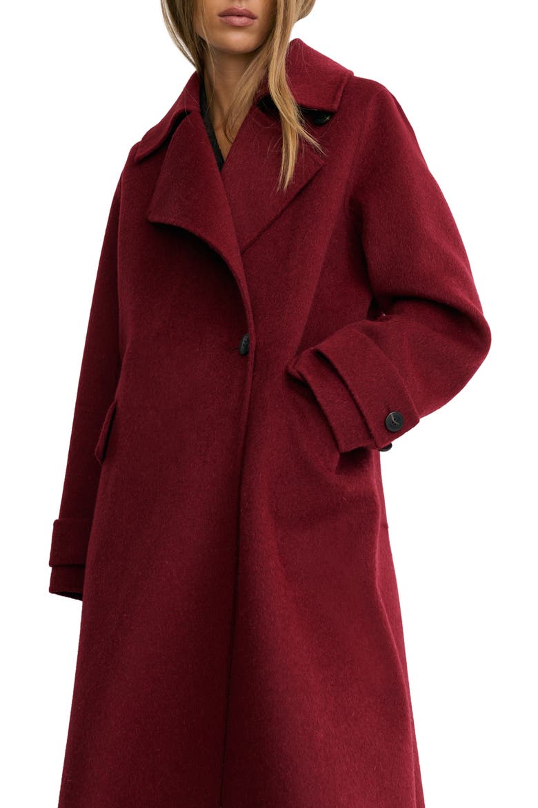 Alara Wool Blend Long Coat, Alternate, color, RED