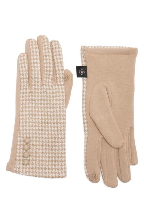 Houndstooth Button Gloves