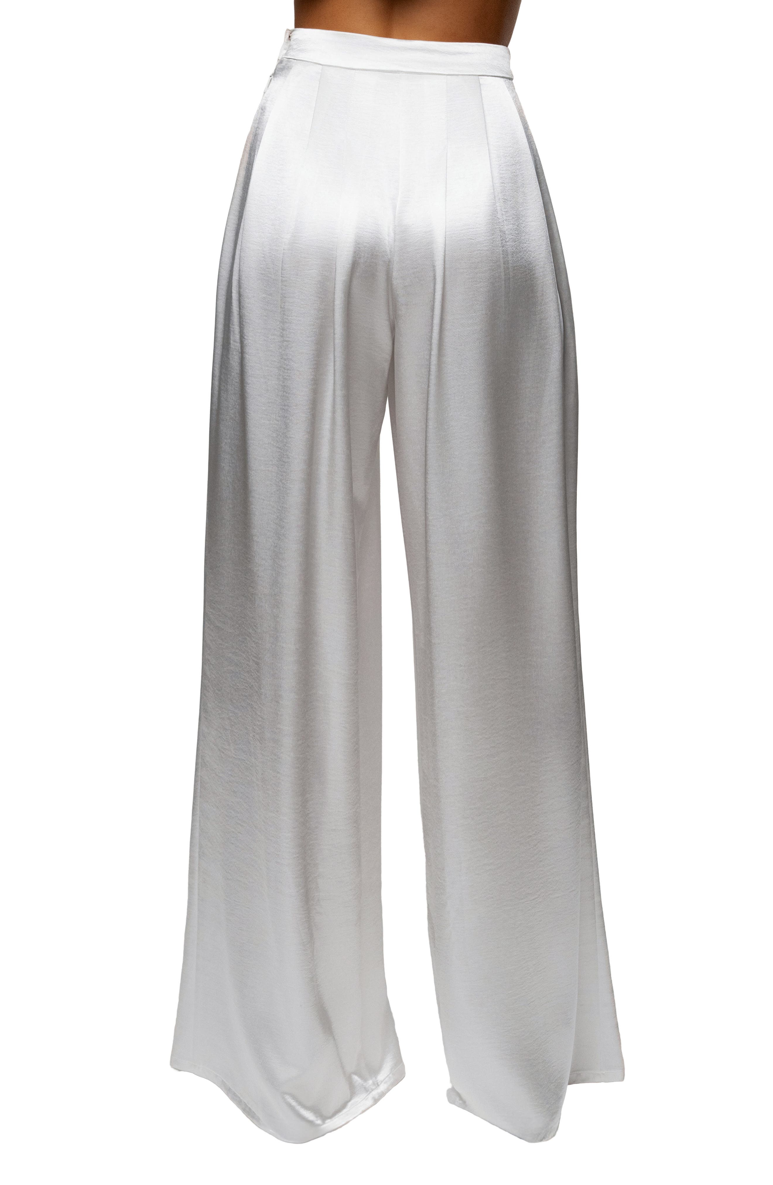 Pleated Wide Leg Satin Pants - image 4