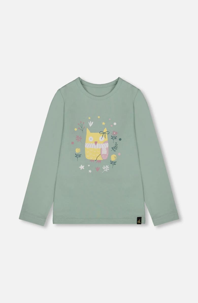 Deux par Deux Organic Cotton Jersey Top with Owl, Main, color, 