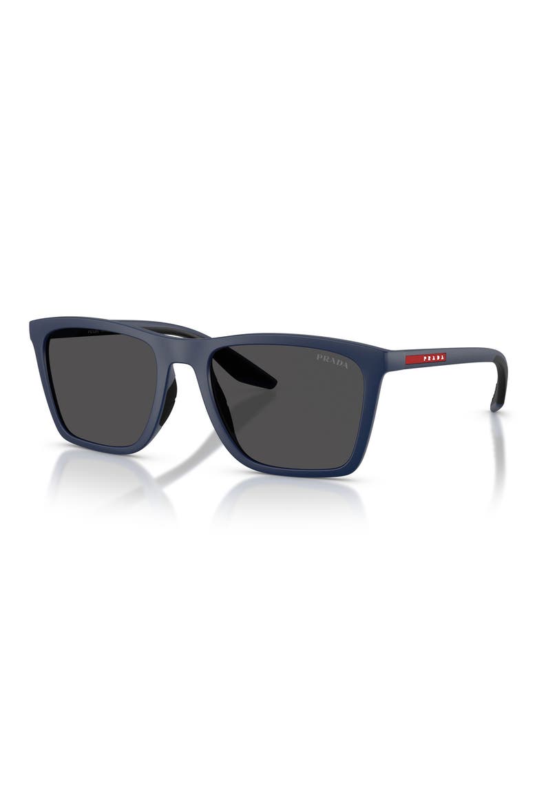 56mm Pillow Sunglasses, Alternate, color, MATTE BLUE / DARK GREY