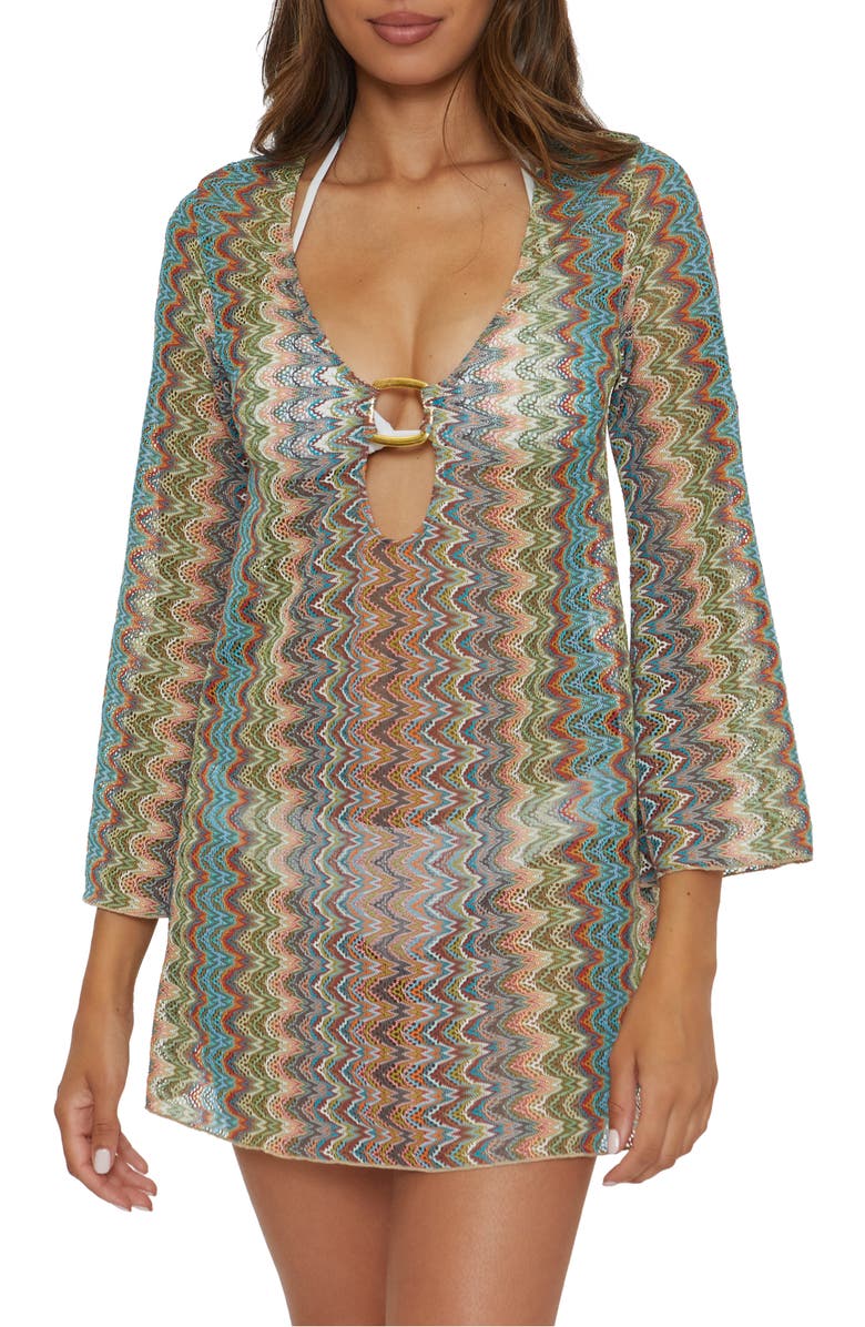 Becca Rainbow Beach Knit Cover-Up Tunic, Main, color,