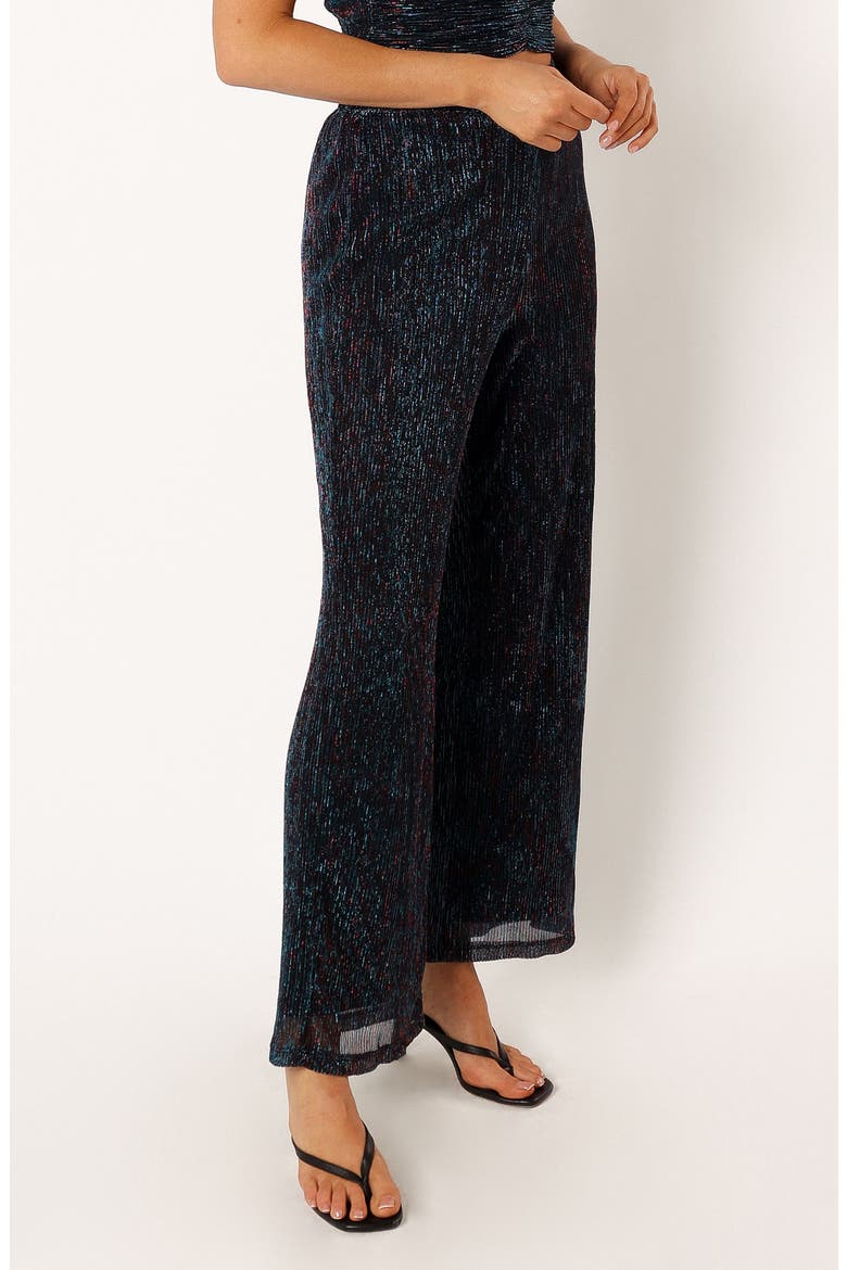Sonja Metallic Wide Leg Pants, Alternate, color, BLACK TEAL