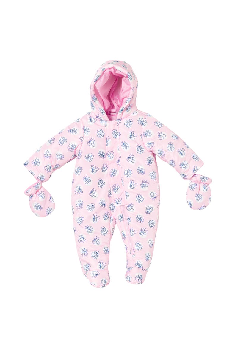 Minnie Mouse Hooded Footed One Piece Pram, Main, color, Minnie Mouse Pink