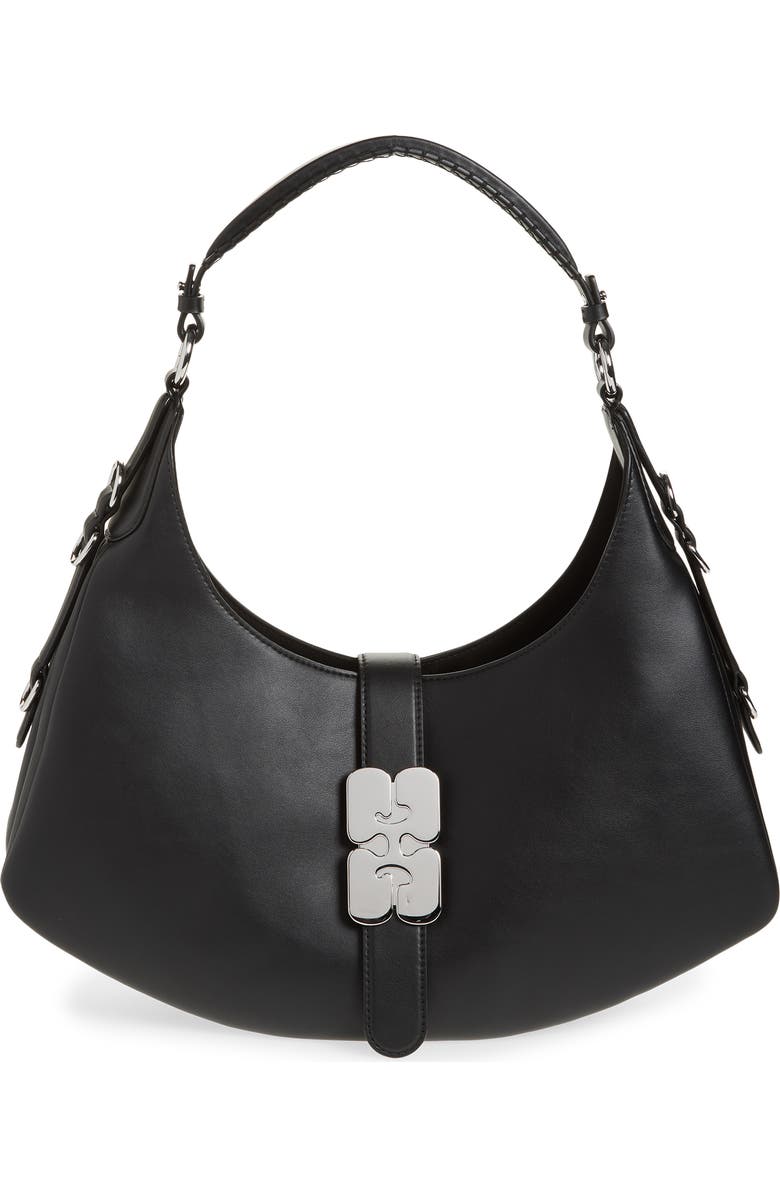 Ganni Small Kat Shoulder Bag, Main, color, Black
