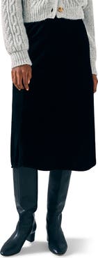 Faherty Stretch Velvet Midi Skirt