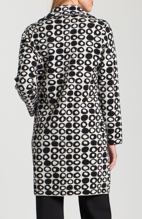 Apny Abstract Dot Sweater Coat In Black