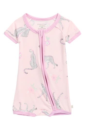 Poppy & Clay Coral Print Shortie One-piece Pajamas In Pink