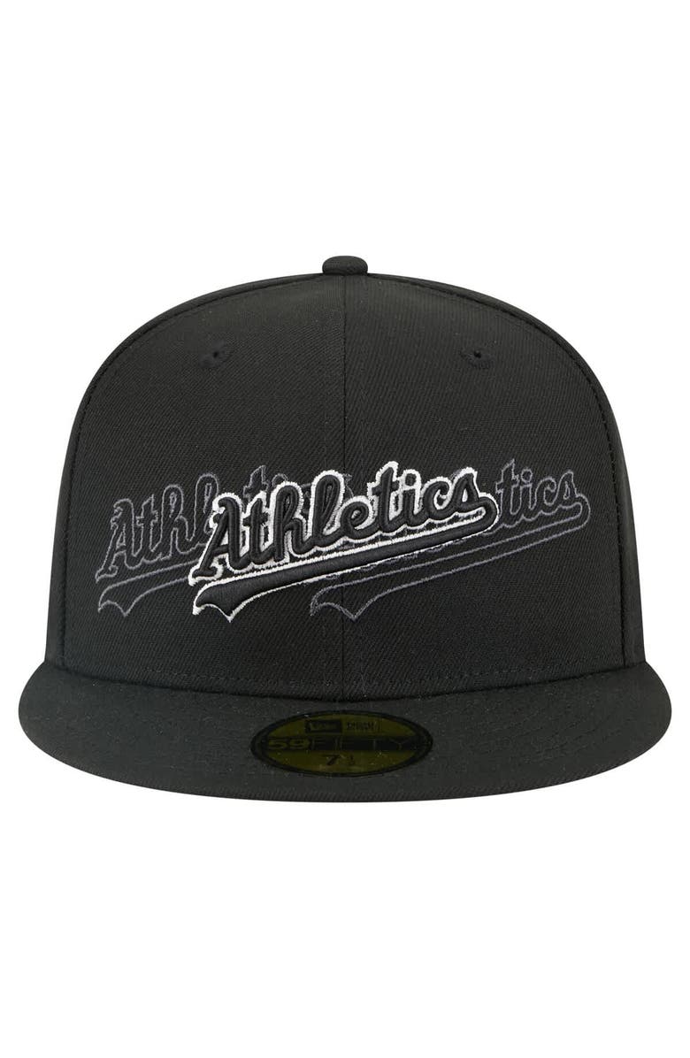 New Era Men's New Era Black Athletics Tri-Hit 59FIFTY Fitted Hat, Alternate, color, Black