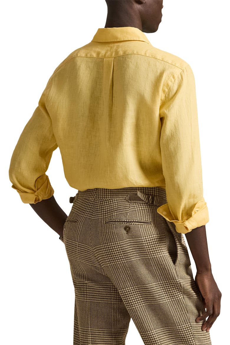 Classic Fit Linen Button-Down Shirt, Alternate, color, CORN YELLOW