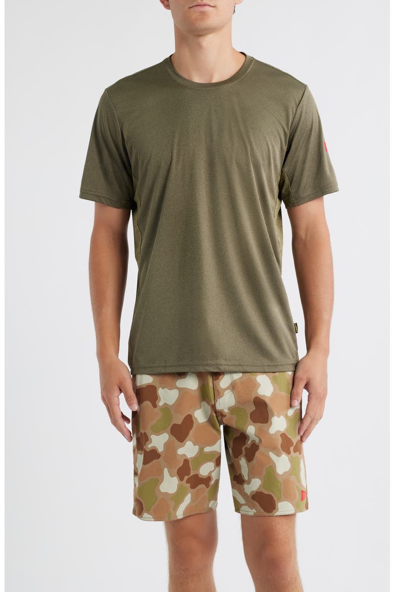 Sun Pro UPF Performance T-Shirt, Main, color, HEATHER BURNT OLIVE