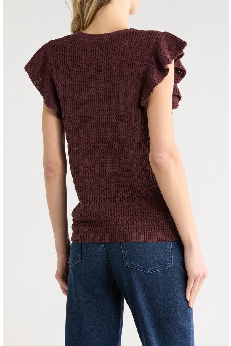 Flutter Sleeve Sweater, Alternate, color, BURGUNDY FUDGE