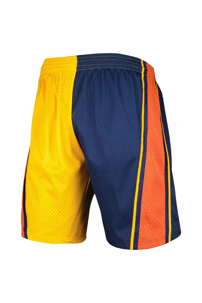 Men's Mitchell & Ness Navy/Gold Golden State Warriors Hardwood Classics 2009 Split Swingman Shorts, Alternate, color, Navy
