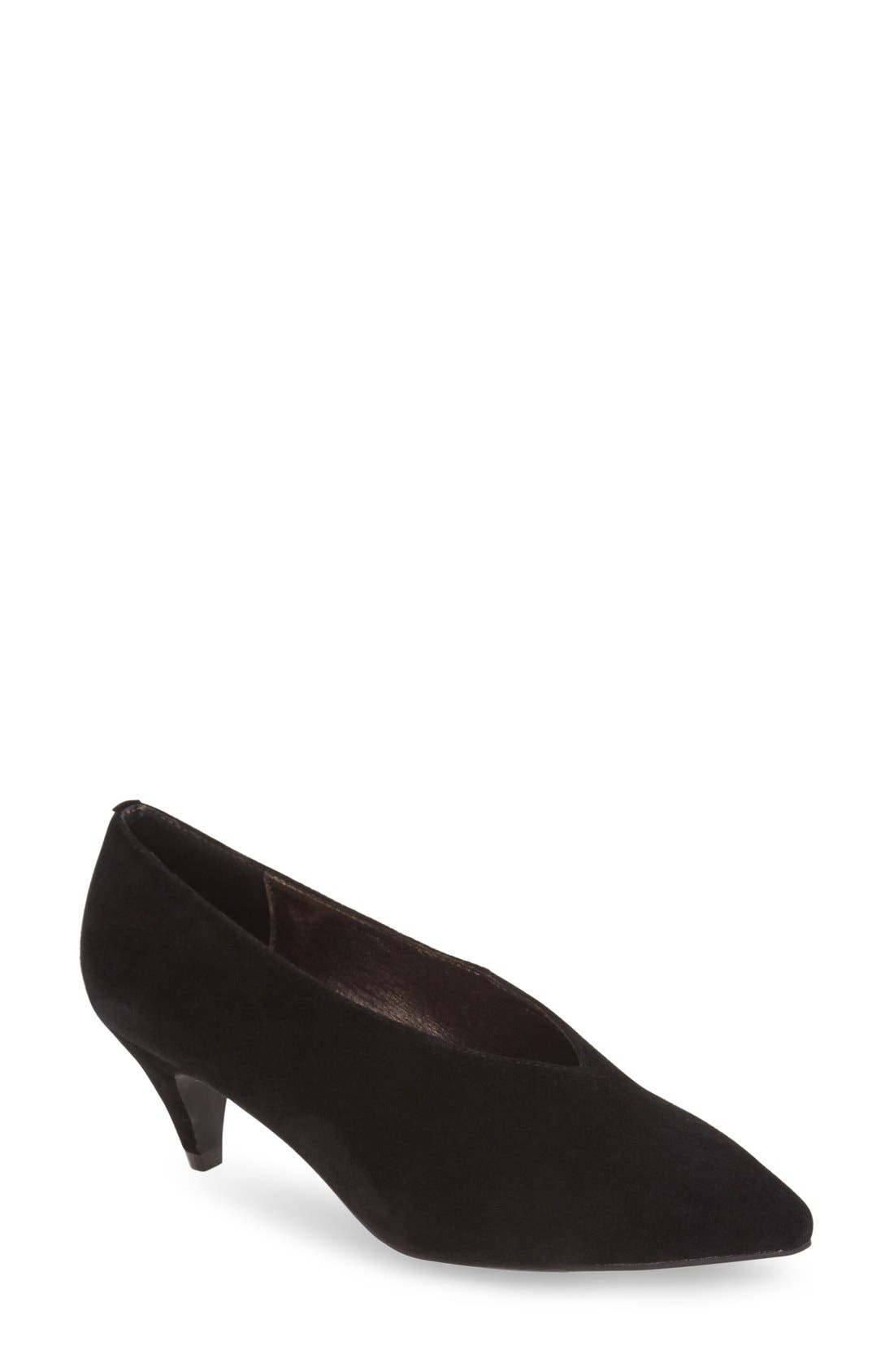 'Carla' Pointy Toe Pump, Main, color, BLACK SUEDE