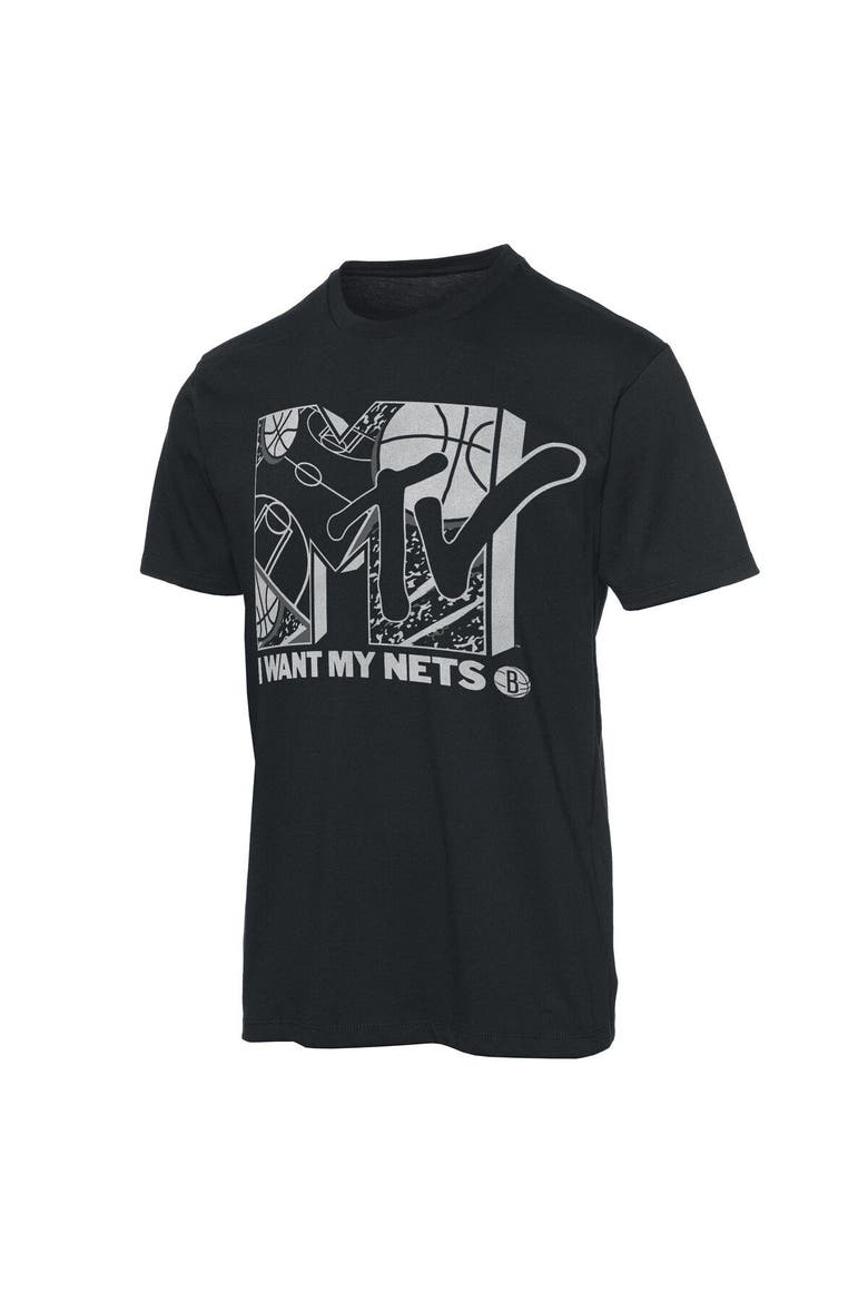 Men's Junk Food Black Brooklyn Nets NBA x MTV I Want My T-Shirt, Alternate, color, Black