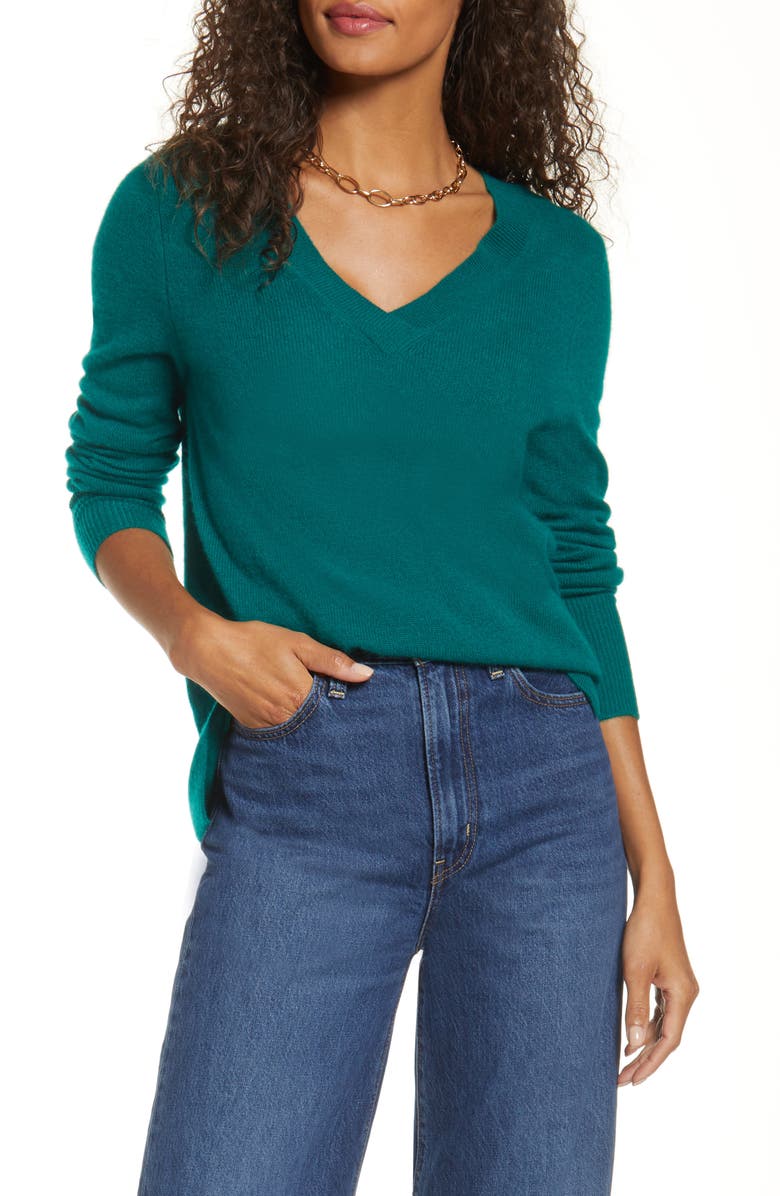 Halogen<sup>®</sup> V-Neck Cashmere Sweater, Main, color,