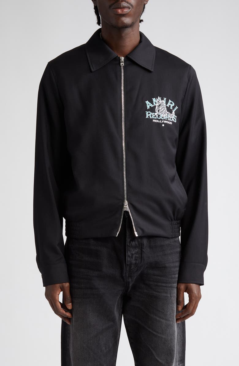 AMIRI Crystal Embellished Wolf Logo Jacket, Main, color, 