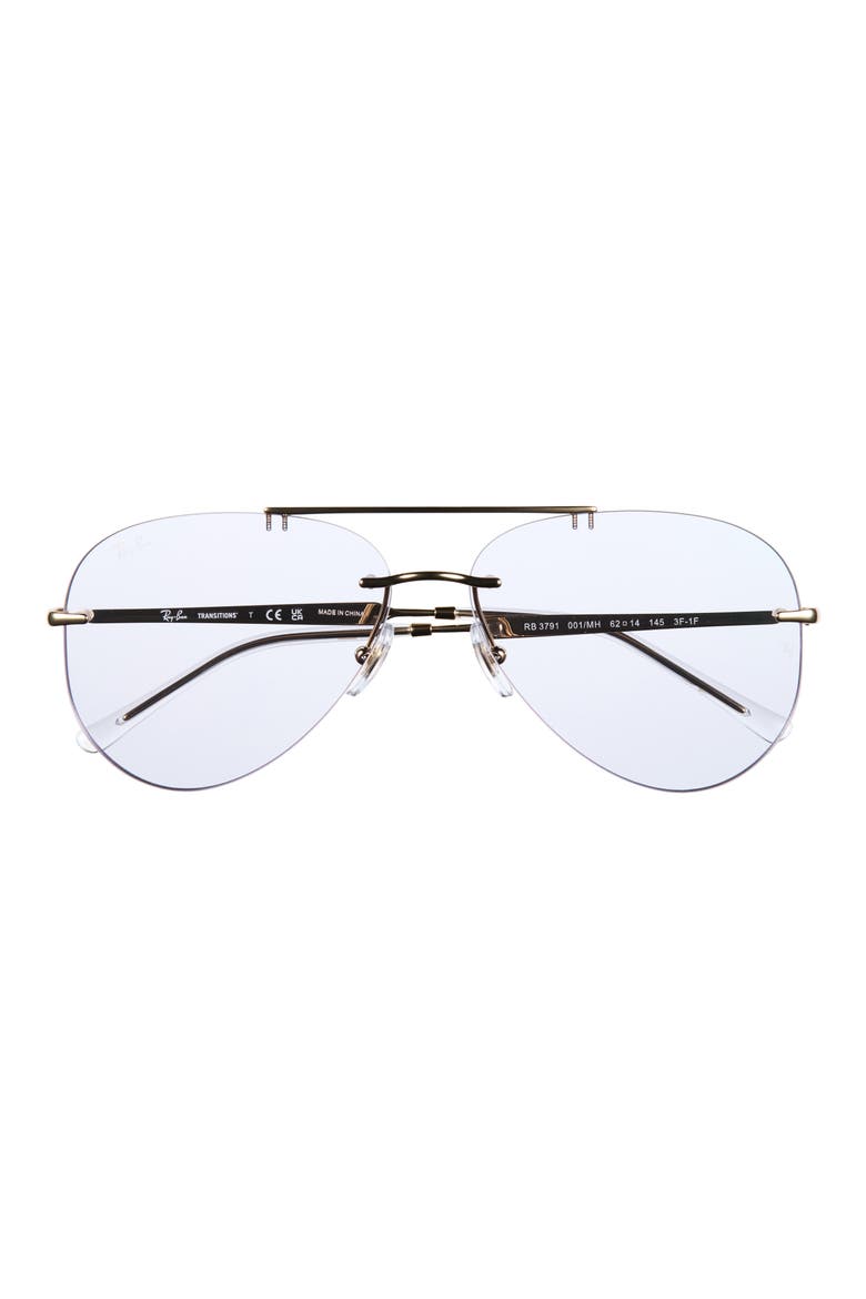 RB3791 62mm Photochromic Rimless Pilot Sunglasses, Main, color, ARISTA / PHOTO AMETHYST