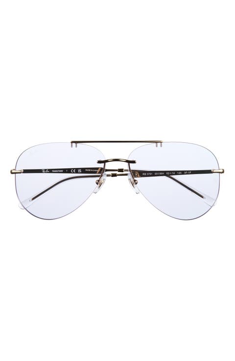 RB3791 62mm Photochromic Rimless Pilot Sunglasses