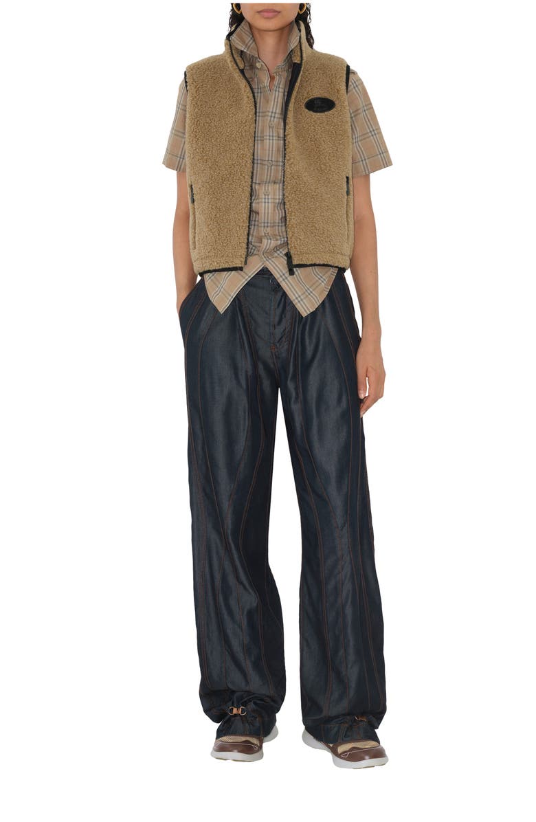 Burberry Cropped Fleece Gilet, Main, color, Shrew Melange