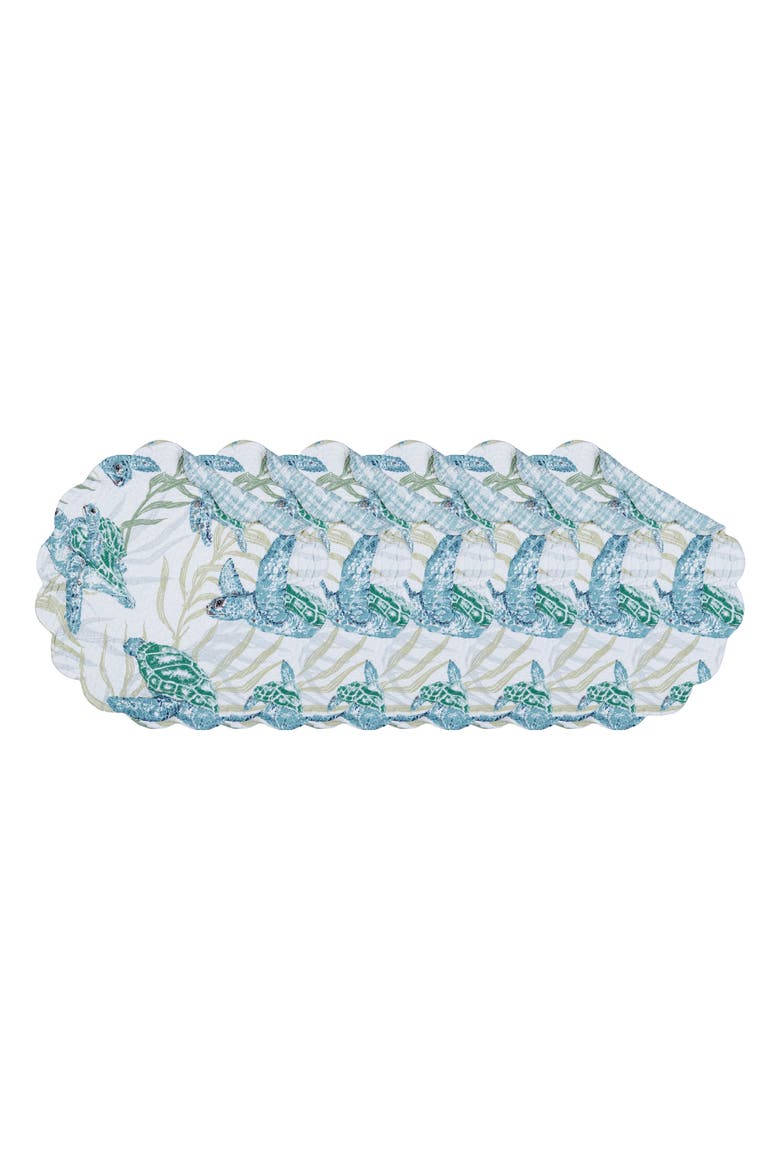 Cape Canaveral Reversible Round Set of 6 Placemats 17", Main, color, Blue