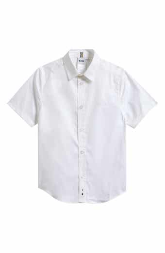 Kids' Solid Short Sleeve Cotton Button-Up Shirt