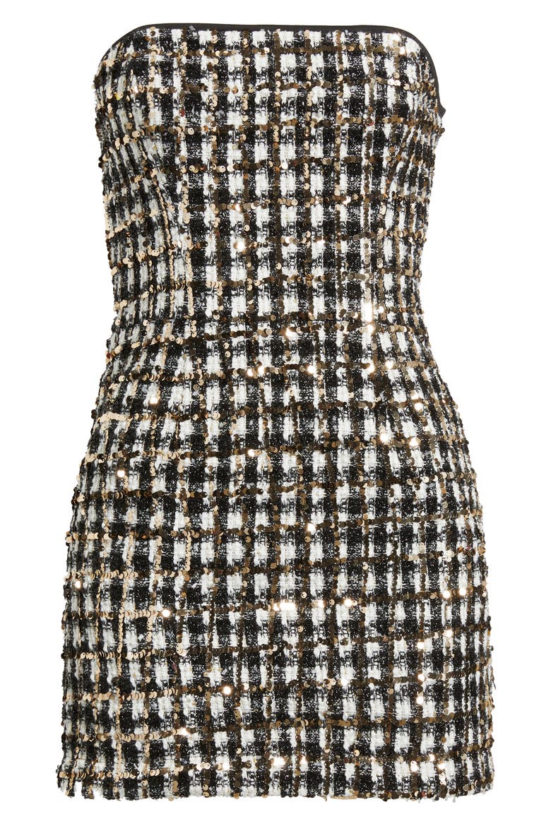 Loreilla Strapless Minidress, Alternate, color, TWEED SHIMMER