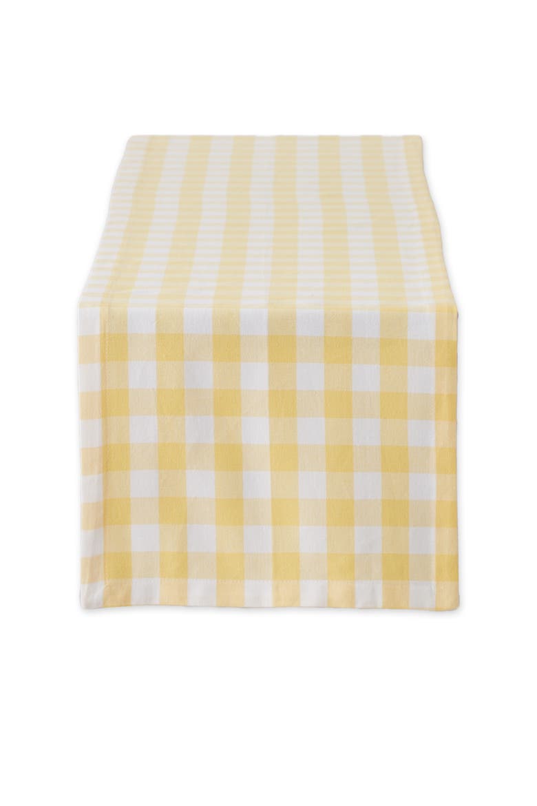 Yellow/White Checkers Table Runner, Main, color, Yellow