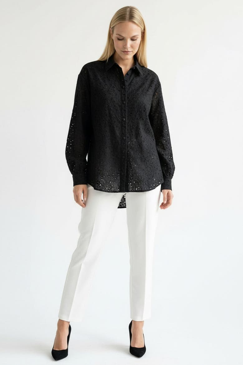 Marlee Broderie Anglaise Shirt, Alternate, color, BLACK