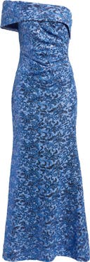 Eliza J Rhinestone One-Shoulder Mermaid Gown