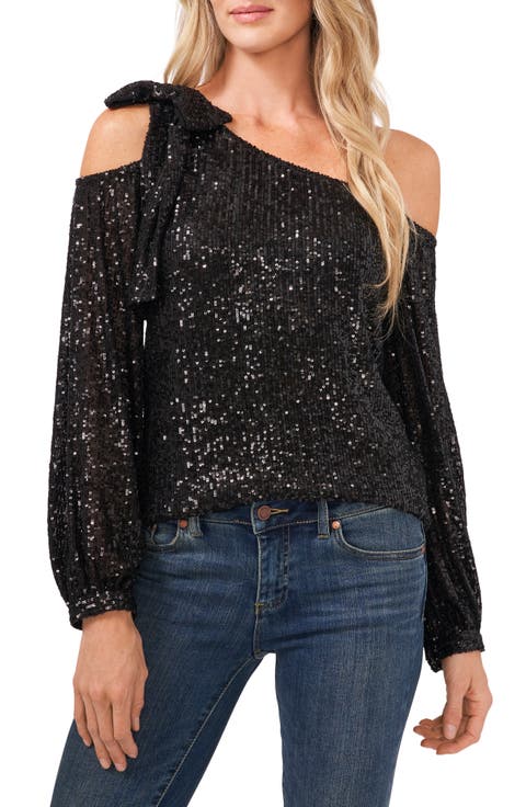 One-Shoulder Sequin Top