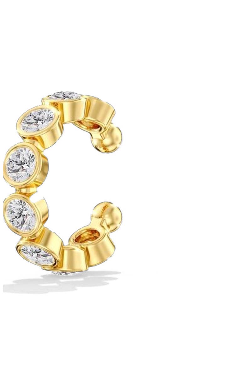 Bezel Lab Diamond Ear Cuff in 14K Gold, Main, color, Yellow Gold