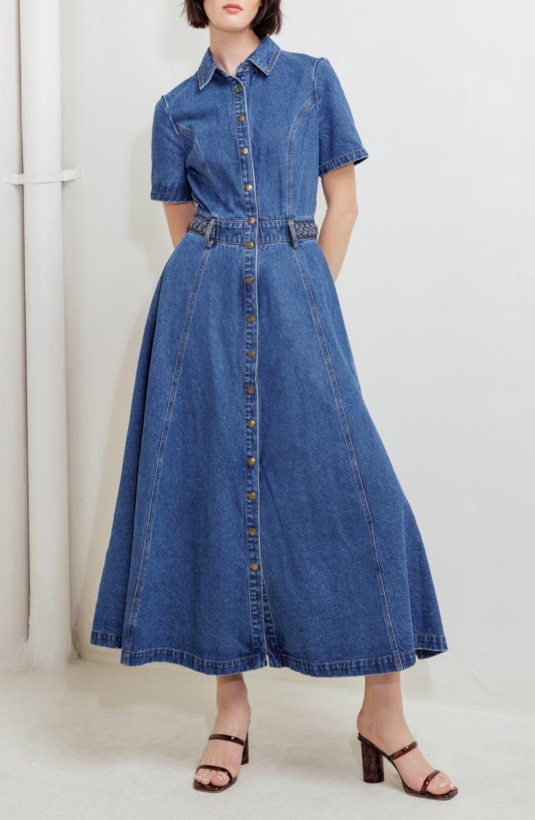 FREEMARKET Denim Maxi Dress, Alternate, color, Denim Blue