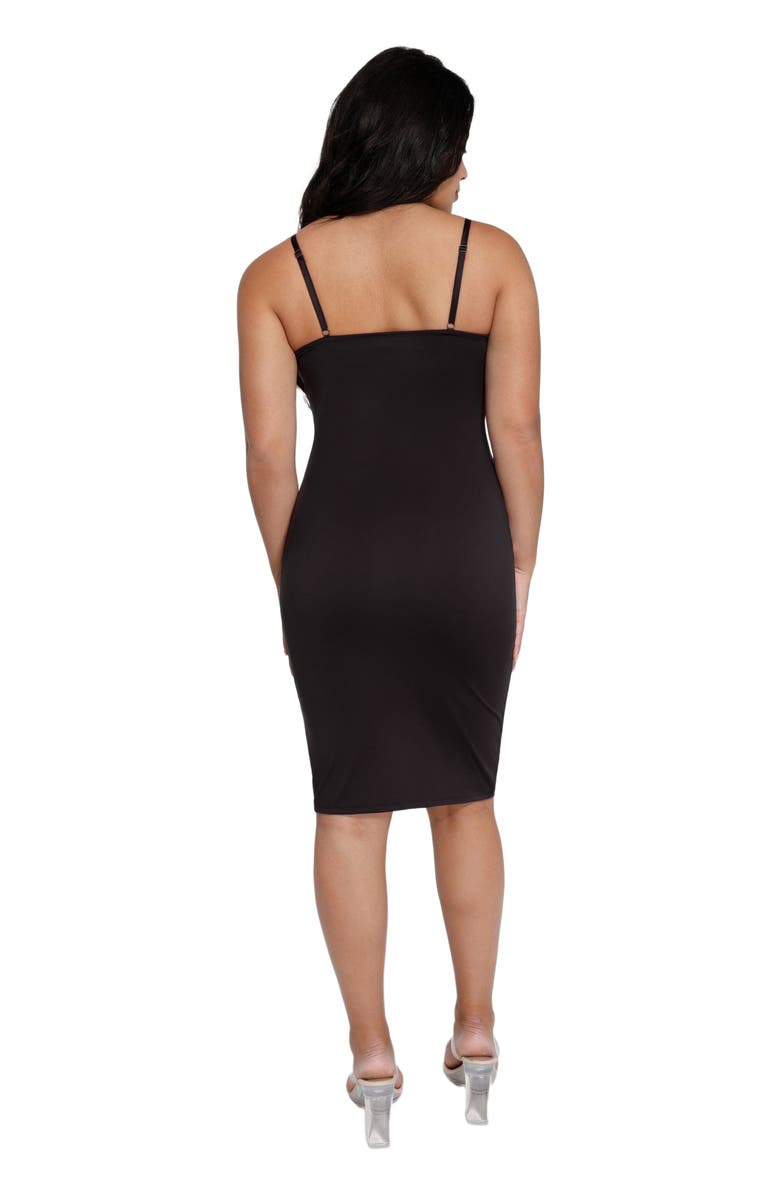 Popilush Shapewear Mesh Corset Panel Built-In Sculpting Midi Dress, Alternate, color, Black